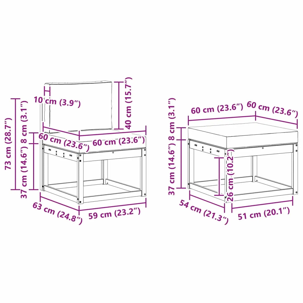 Set di divani da esterno con cuscino 4 pcs Naturale e Antracite 3366220