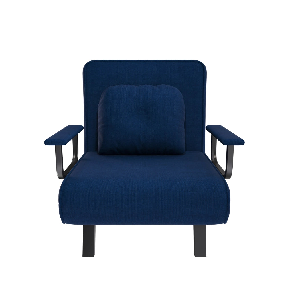 POLTRONA Relax 5 Posizioni 185x60 cm in Tessuto Chenille Blu