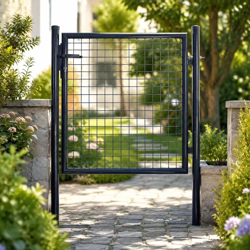 Grid Garden Gate, Galvanized Steel, 100 X 100 Cm, Grey