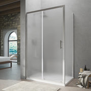 Box doccia angolare 130x85cm vetro stampato, con apertura scorrevole e parete fissa h190cm | Tenerife