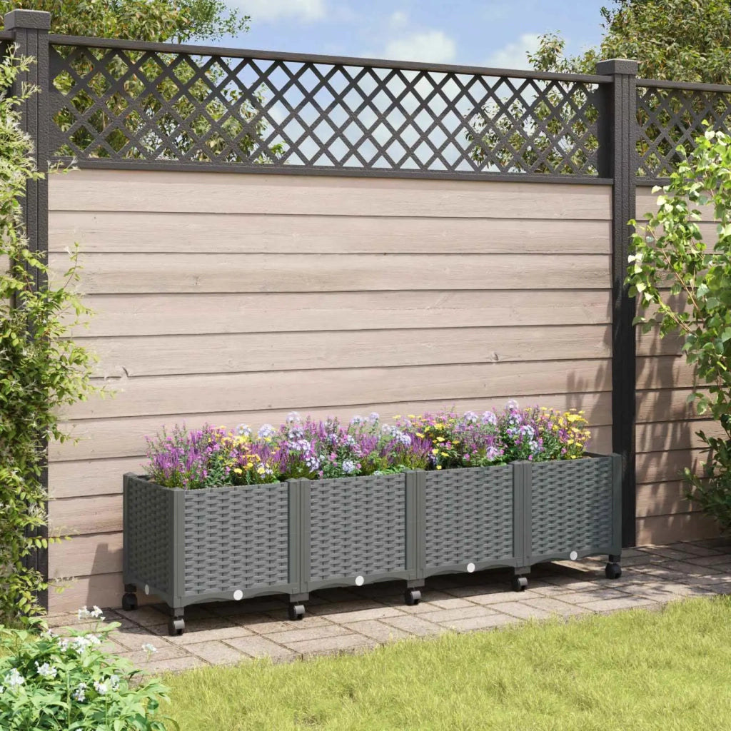 Vaso da Giardino con Ruote Grigio Chiaro 160 x 40 x 48 cm PP 3423136
