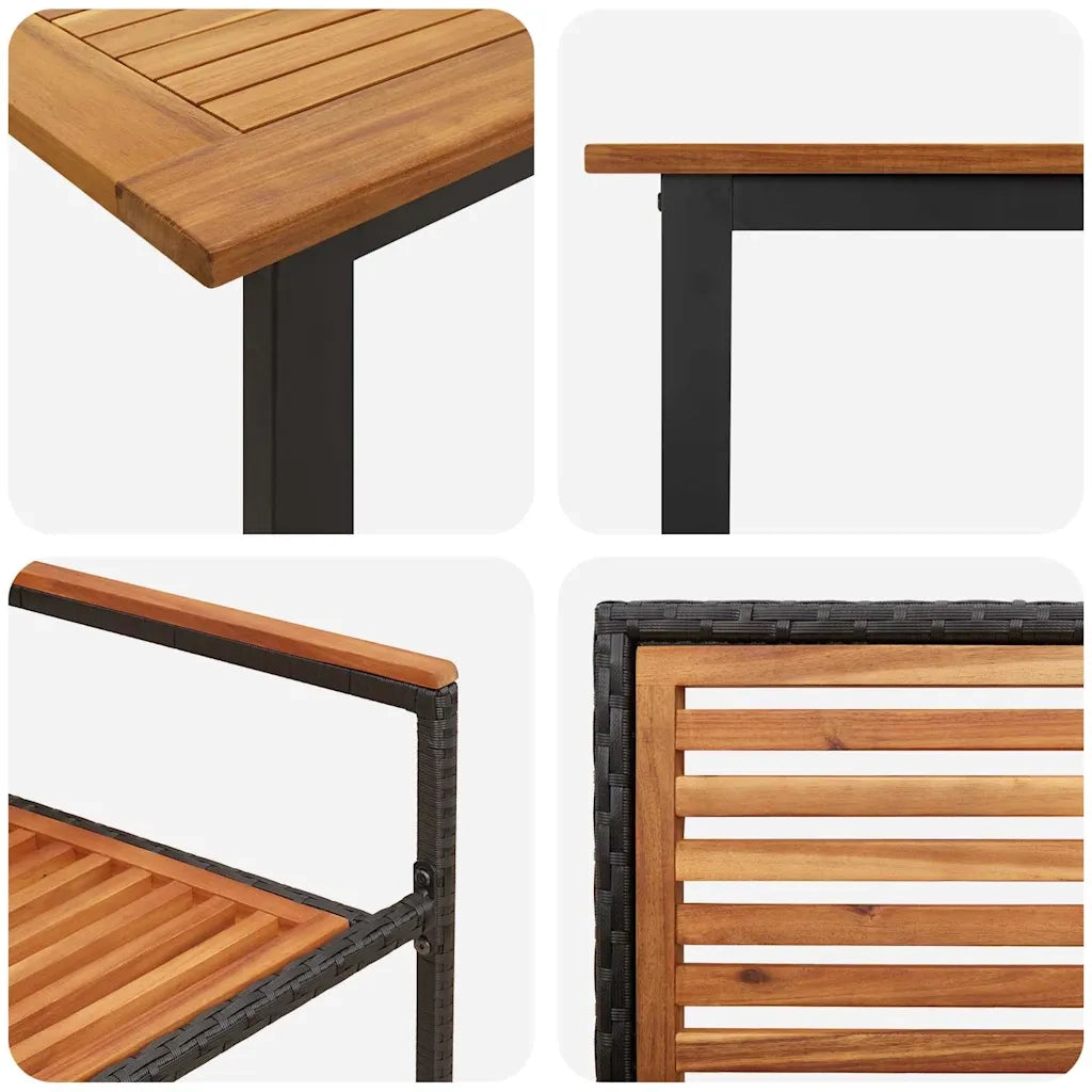 Set da Pranzo per Giardino 7 pcs Nero Legno di Acacia Massello 3365463