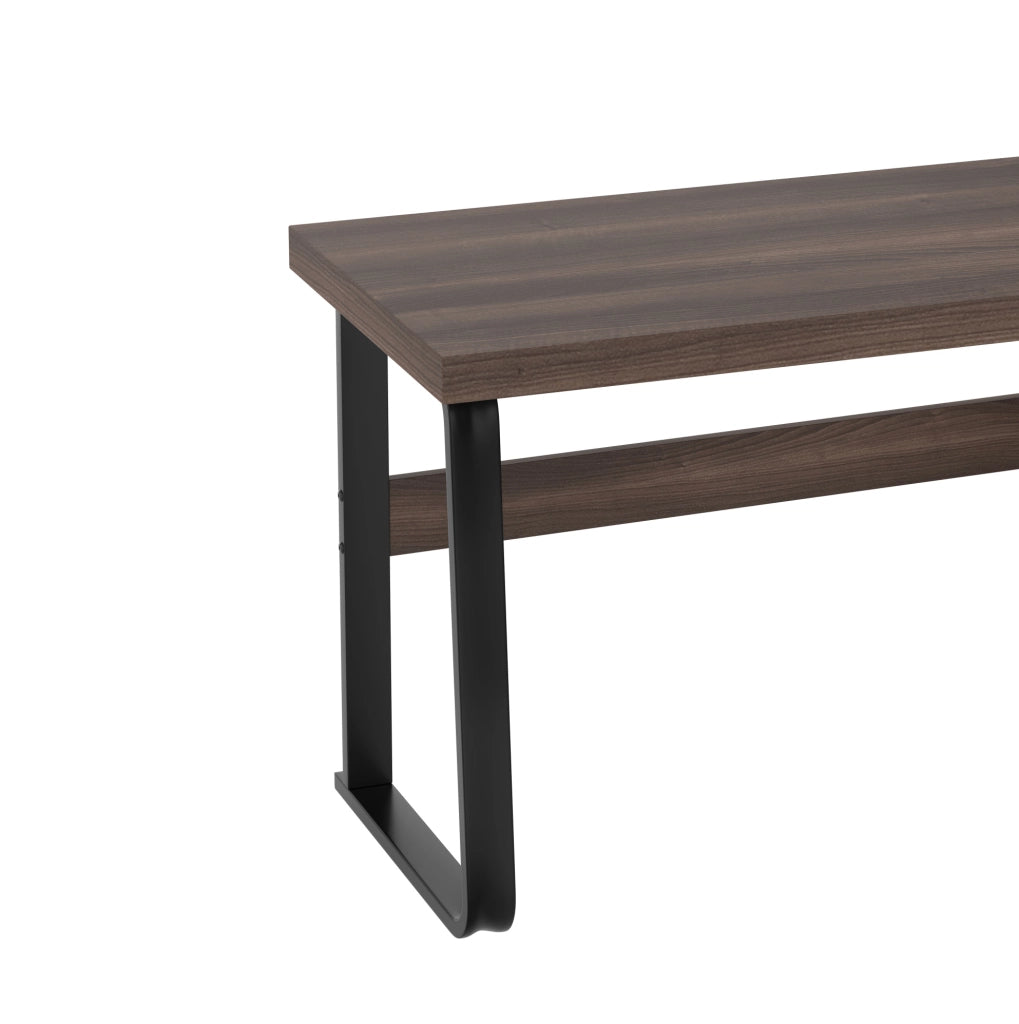 Scrivania moderna 135x54 cm in MDF con struttura in tubi d'acciaio, design multifunzionale con cassetto silenzioso e spazio porta documenti, colore marrone