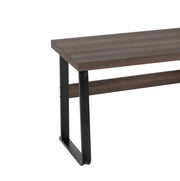 Scrivania moderna 135x54 cm in MDF con struttura in tubi d'acciaio, design multifunzionale con cassetto silenzioso e spazio porta documenti, colore marrone