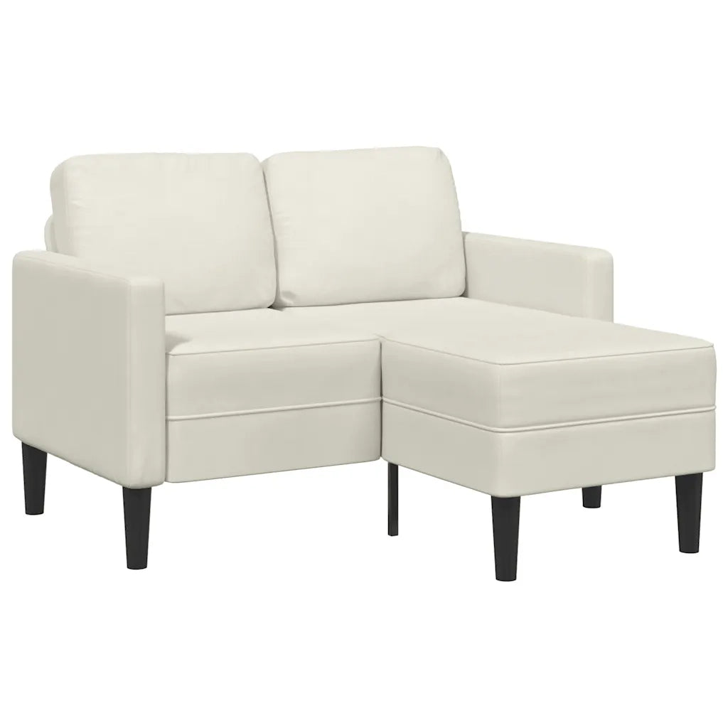 Divano 2 Posti con Chaise longue a L Crema 125 cm Velluto 4107075