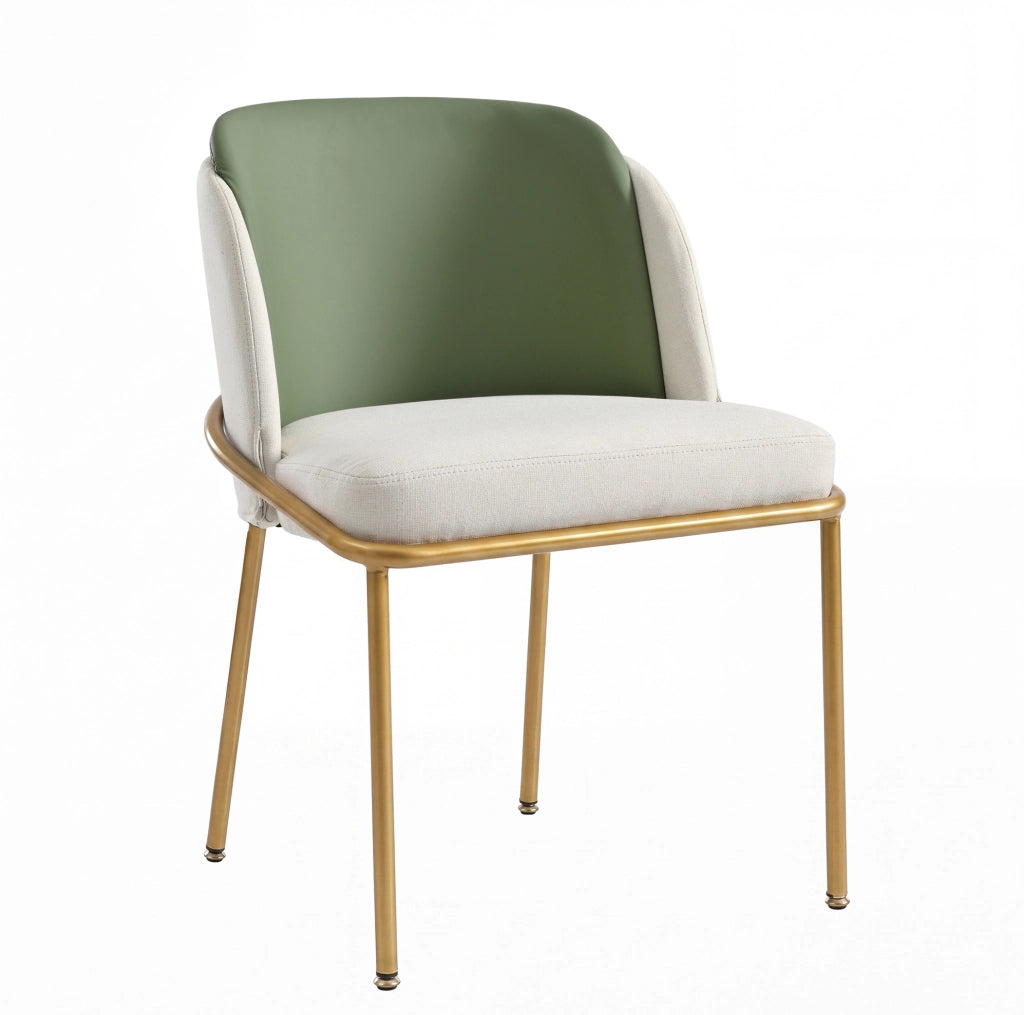 Sedia da pranzo, seduta 44,5 x 50,8 cm, beige verde e oro, metallo e legno, piedini regolabili
