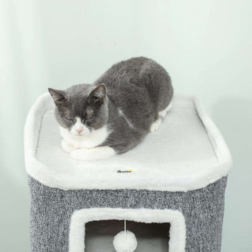 Albero Gatto 4 Livelli con Palla e Piattaforma ¨C Zephmum ¨C Grigio 41x41x100 cm