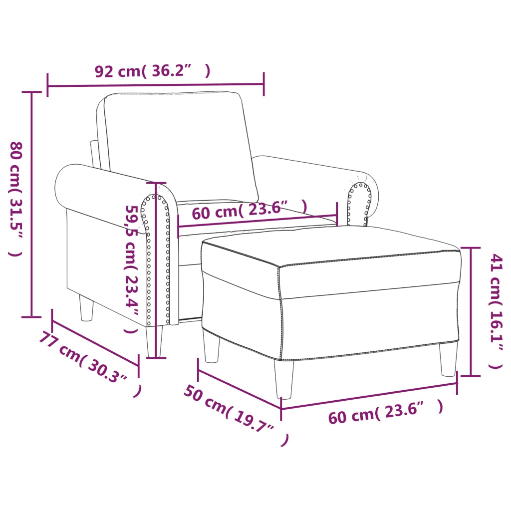 Poltrona | Sedia Relax con Poggiapiedi Grigio Scuro 60 cm in Velluto