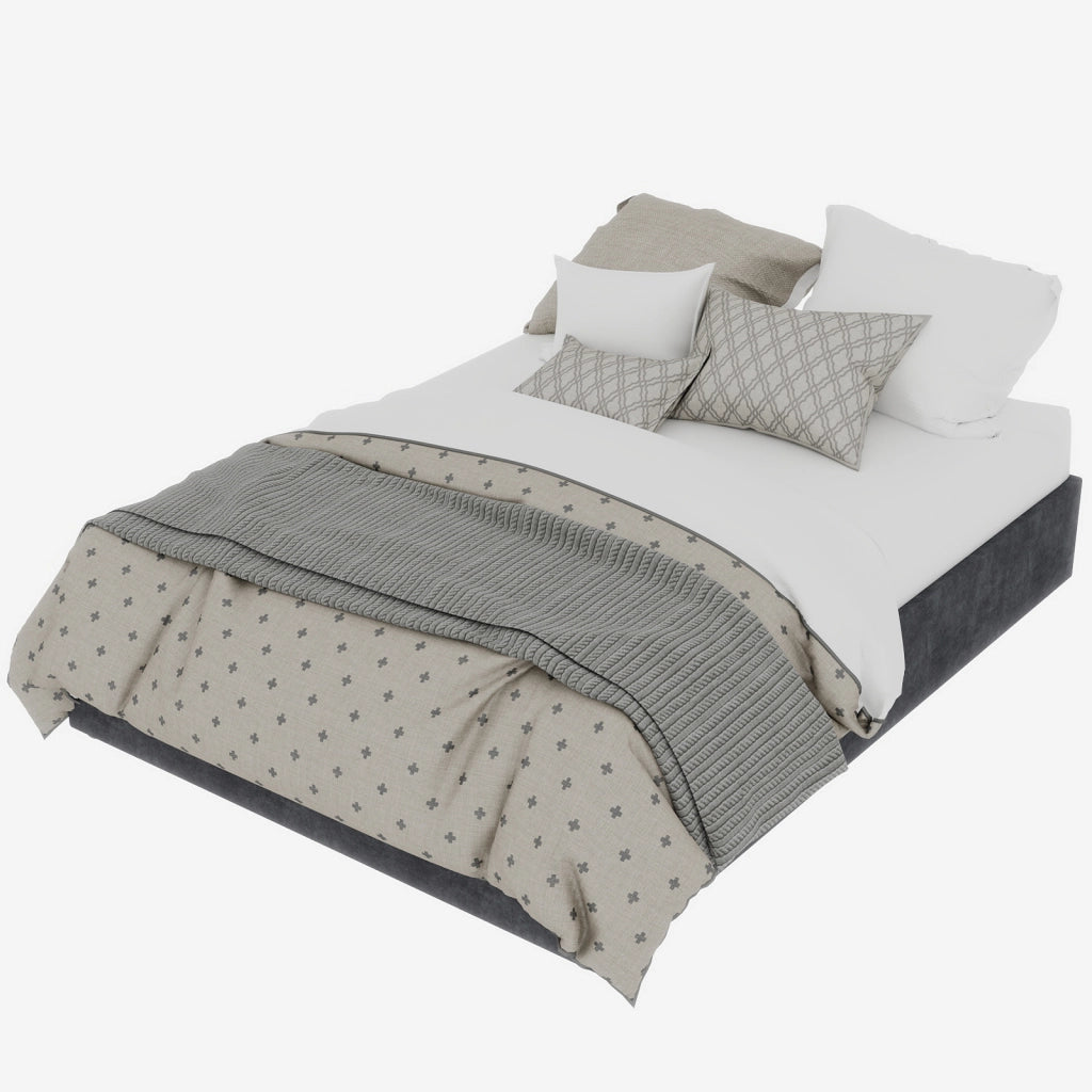 Letto matrimoniale 140 × 200 cm 2 posti con testiera alta, senza materasso, in velluto olandese, grigio