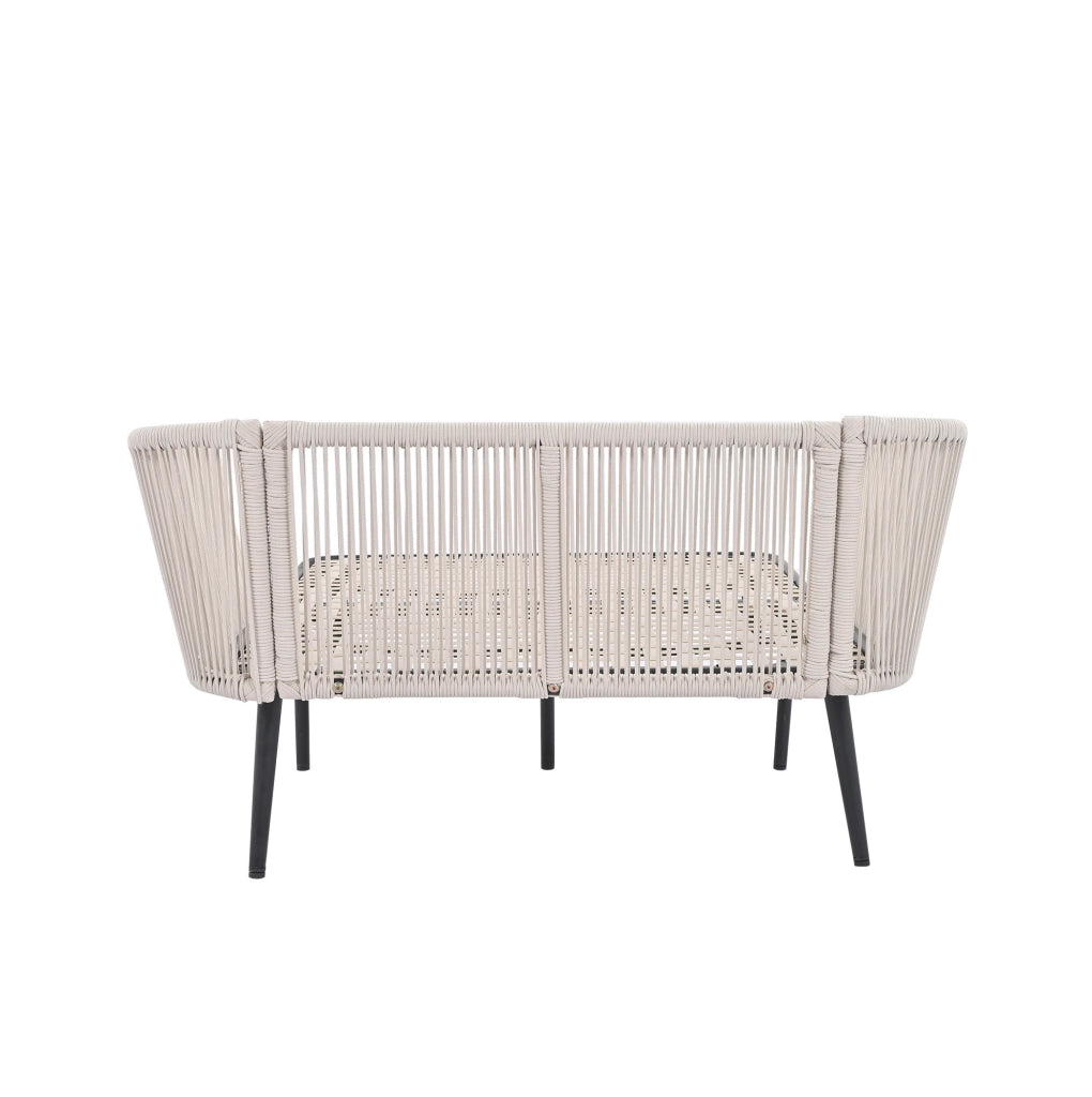Sofa da giardino con 2 cuscini rimovibili e lavabili, lettino prendisole per esterni, color beige