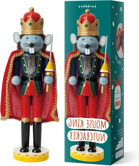 Decorazione di Natale in Legno, Topo Re del Regno delle Note Soldato di 30 cm in Colori Festivi, Legno di Cervo di Alta Qualità, Decorazione di Natale Tradizionale con Parti Mobili, 30 cm, H 30 cm, W 20 cm, D 15 cm