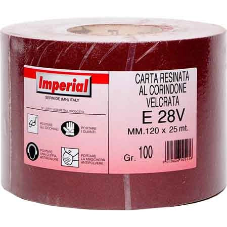 CARTA ABRASIVA VELCRATA 'E 28V' Grana 60 - rotolo mm 120x25 mt - 25 metrilineari- IMPERIAL ABRASIVI