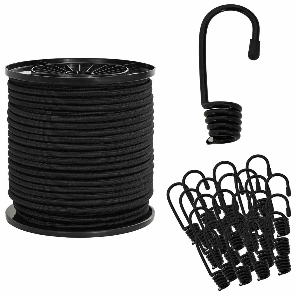 Corde Bungee con Ganci 4 mm Nero PP e gomma 42047656
