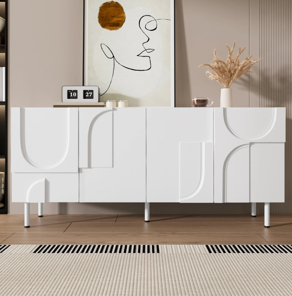 Credenza da sala da pranzo 160x38,5x70 cm in MDF e truciolare bianca