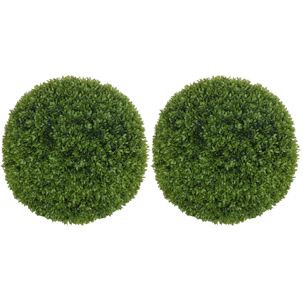 Set 2 sfere di bosso artificiale ULEVR ?40 cm in plastica verde, decorazione per interni ed esterni