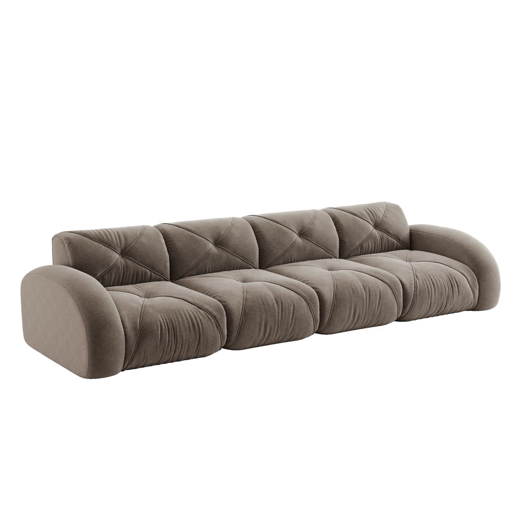 Divano Modulare 4 Posti in Tessuto Chenille ¨C MINIMAL ¨C Marrone, Braccioli, Soggiorno