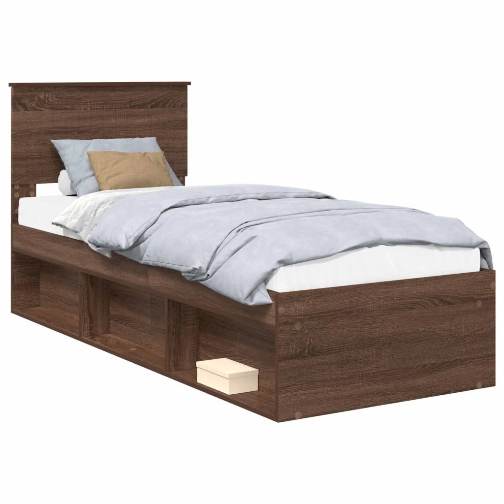 Letto singolo | Letto per adulti | Struttura del letto Rovere Marrone 75 x 190 cm Pino massello