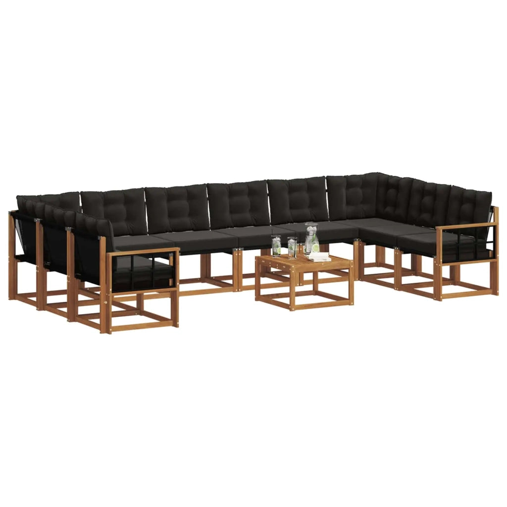Set di divani da esterno con cuscino 11 pcs Naturale e Nero 3369127
