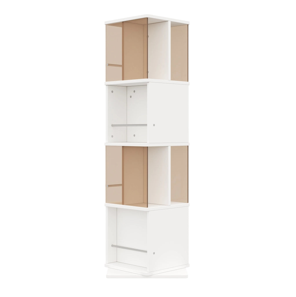 Vetrina girevole 50x50x160 cm con vetro temperato marrone e struttura MDF bianca e marrone