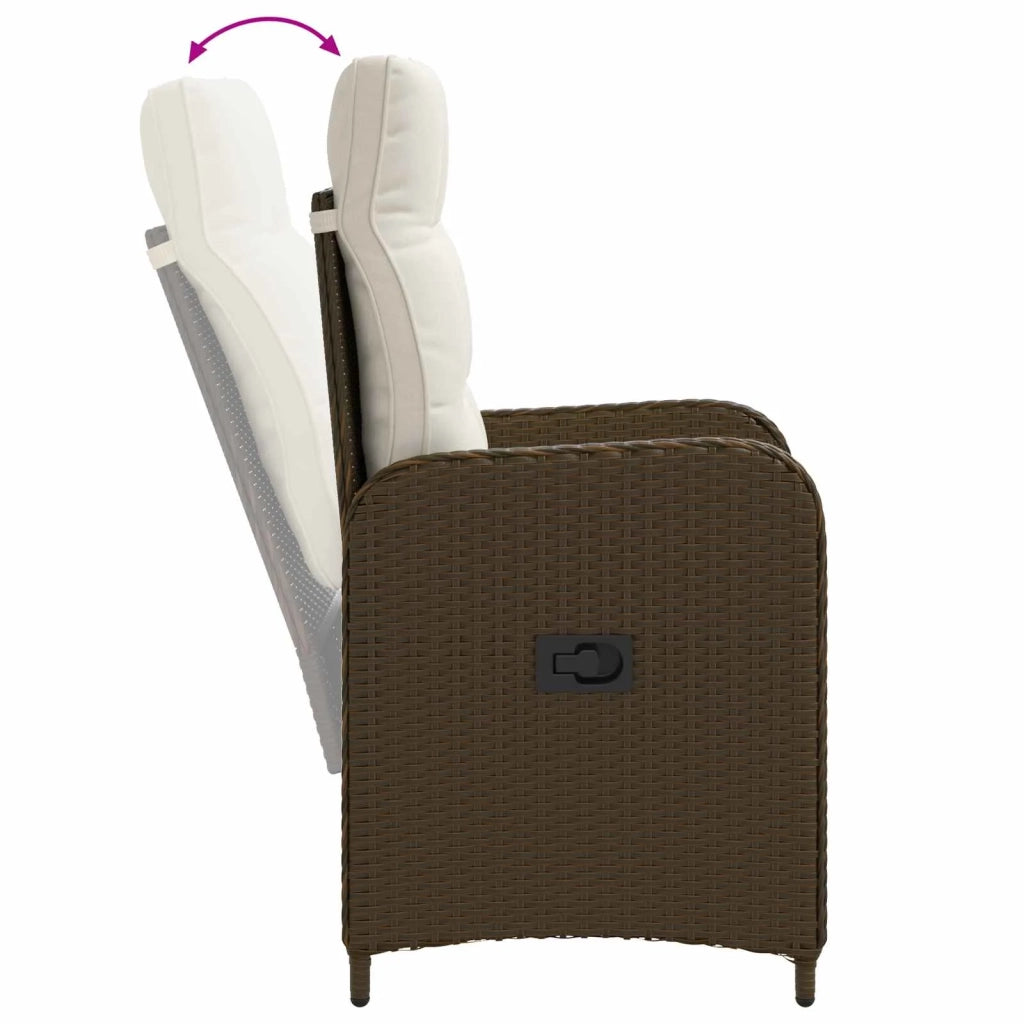 Set da pranzo per esterni 3 pz Marrone e Bianco Crema 3422310