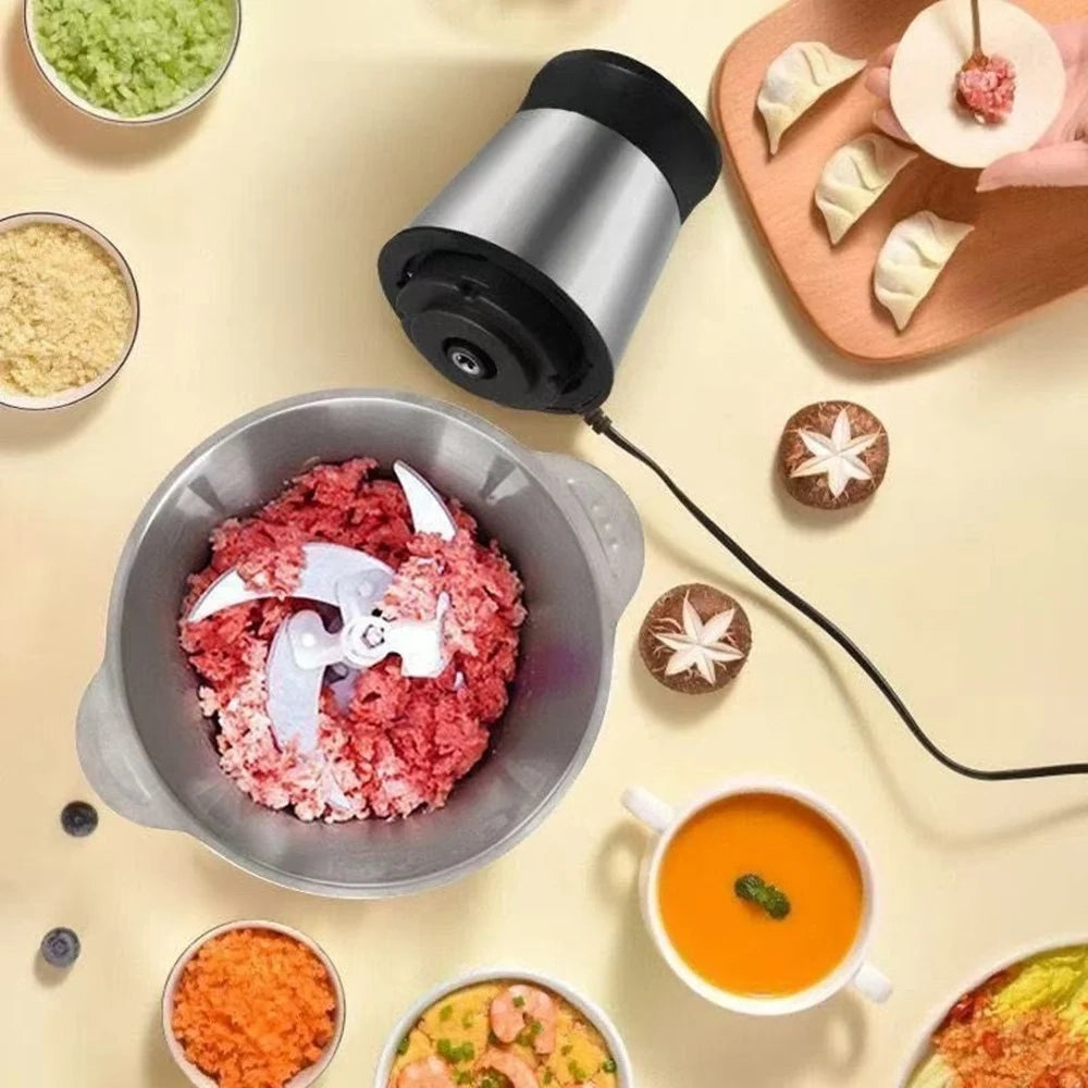 Trade Shop - Tritatutto Elettrico Acciaio 3 Litri Frullatore Professionale Da Cucina 4 Lame -