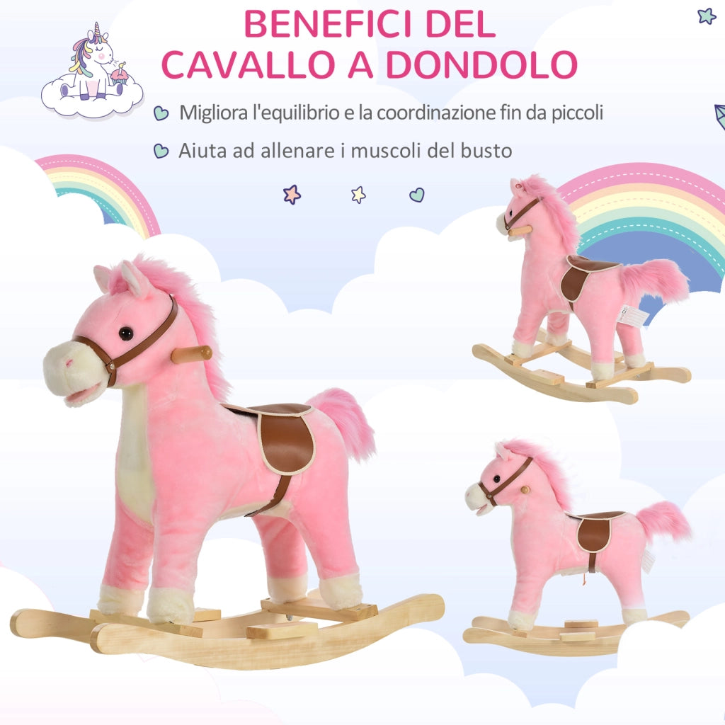 Cavallo a Dondolo Bambini con Suoni ¨C Zephmum ¨C Rosa