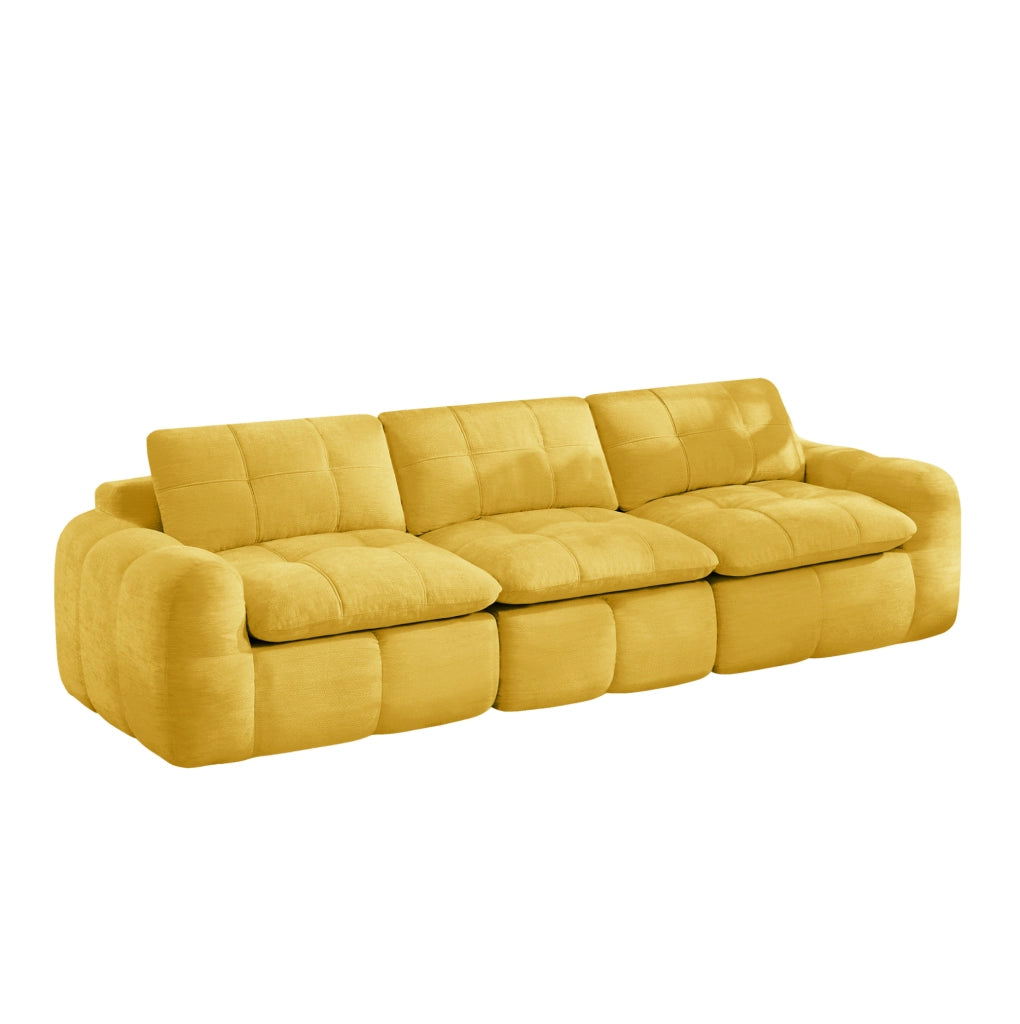 Divano modulare in chenille giallo, 264x97x68 cm, con moduli componibili