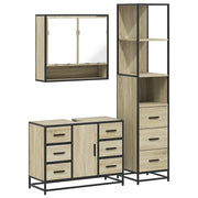 Set Mobili da Bagno | Armadio da bagno 3 pz Rovere Sonoma in Legno Multistrato
