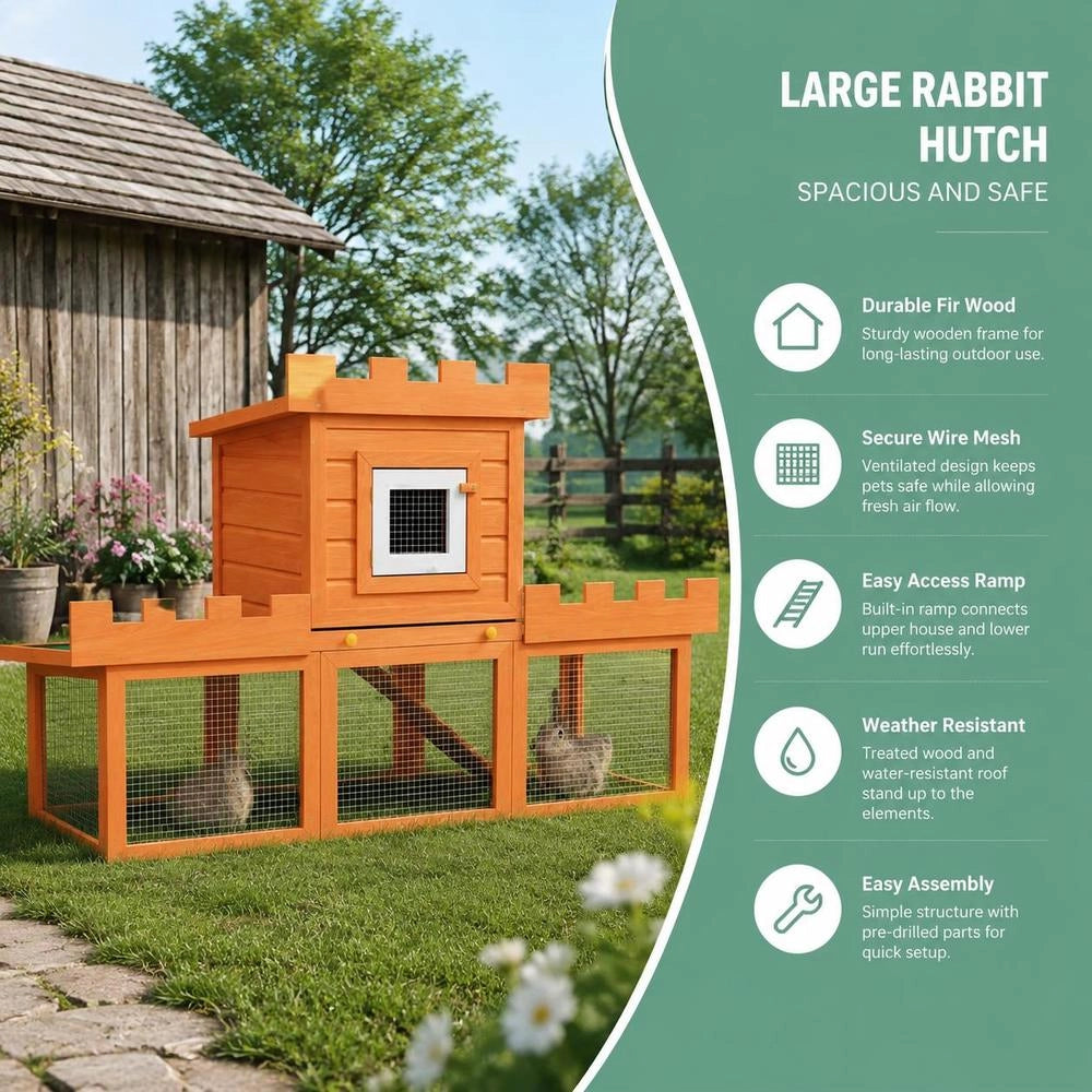 Large Rabbit Hutch, Small Animal Cage, Detached House