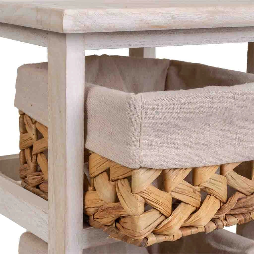 Comodino in legno bianco 25x25x57