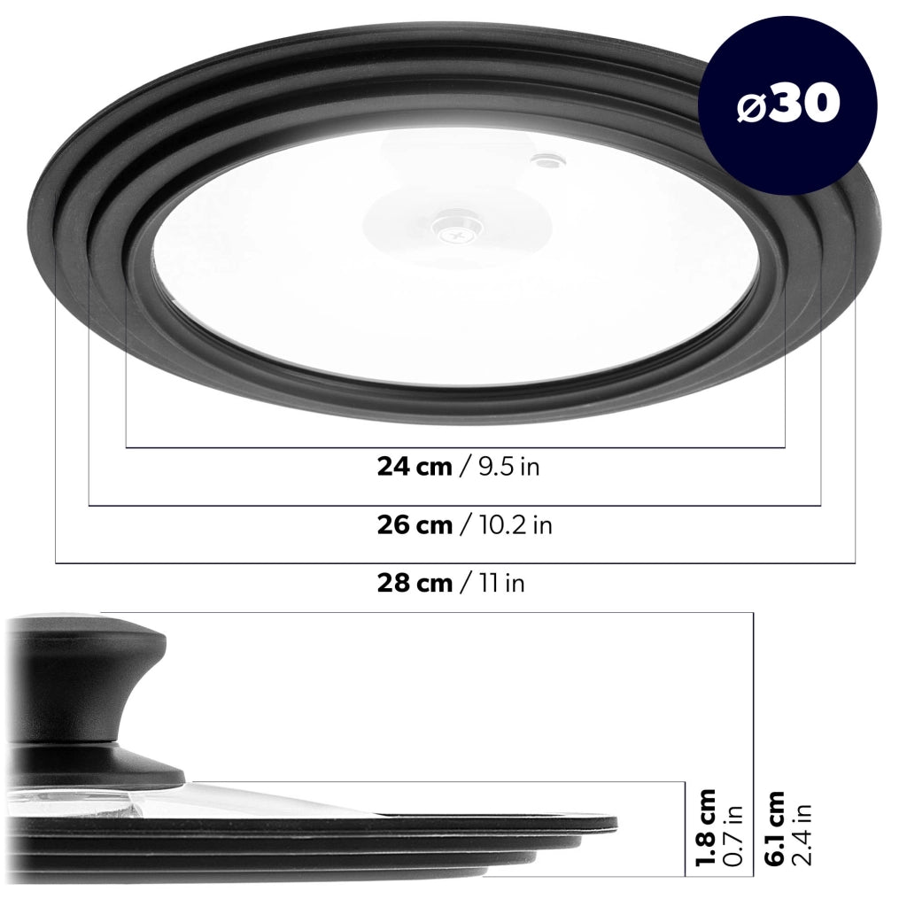 Coperchio KADAX in vetro e silicone 24/26/28 cm