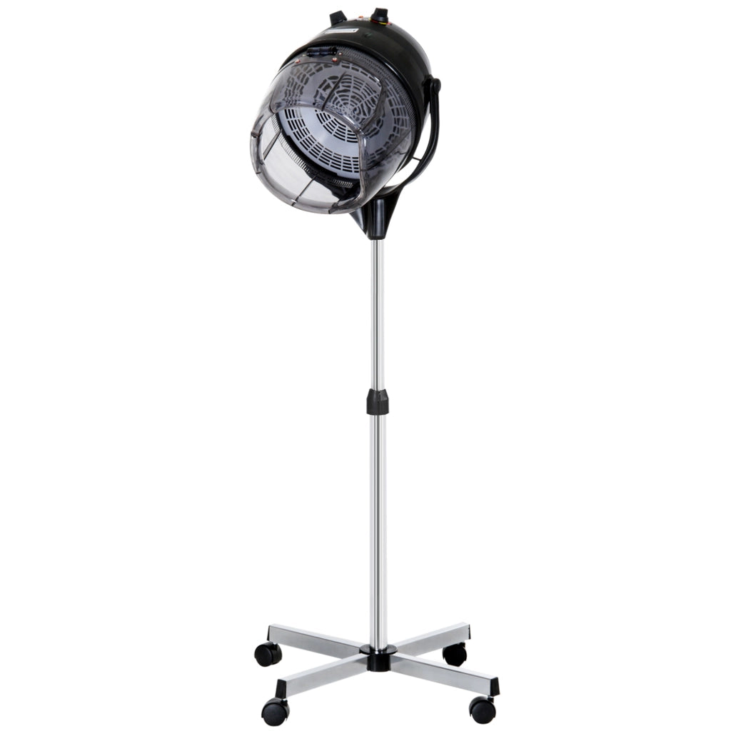 Casco Asciugacapelli 1180W ad Altezza Regolabile con Timer 60 Minuti e Ruote Girevoli, 65x65x115-165 cm, Nero
