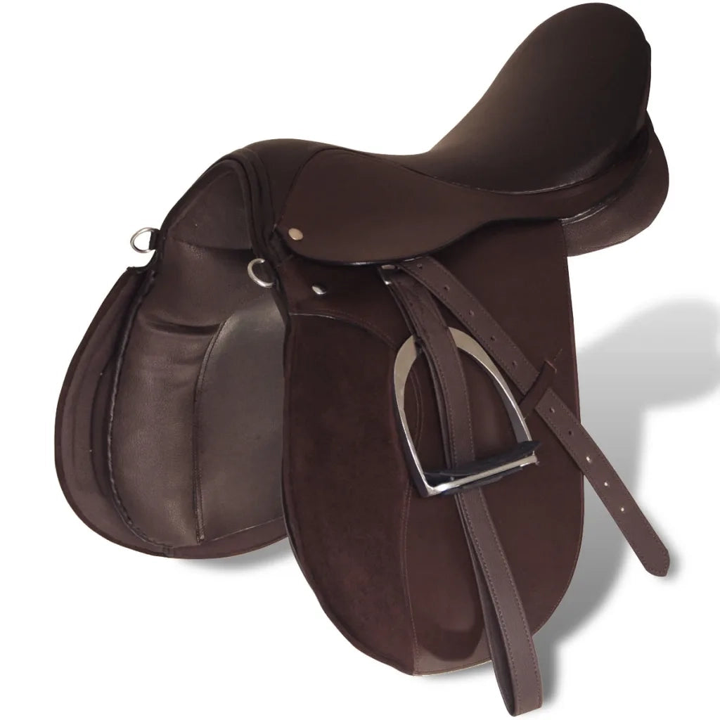 Set Sella Equitazione 16" in pelle naturale Marrone 14 cm 5-in-1 CFW5961773