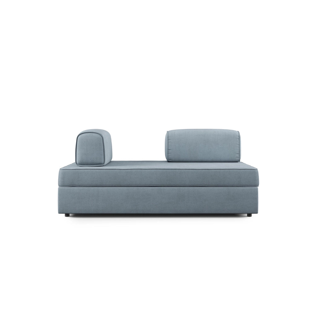 Liberty Divano con pouf estraibile e schienali movibili in tessuto morbido impermeabile T02 160 cm carta da zucchero