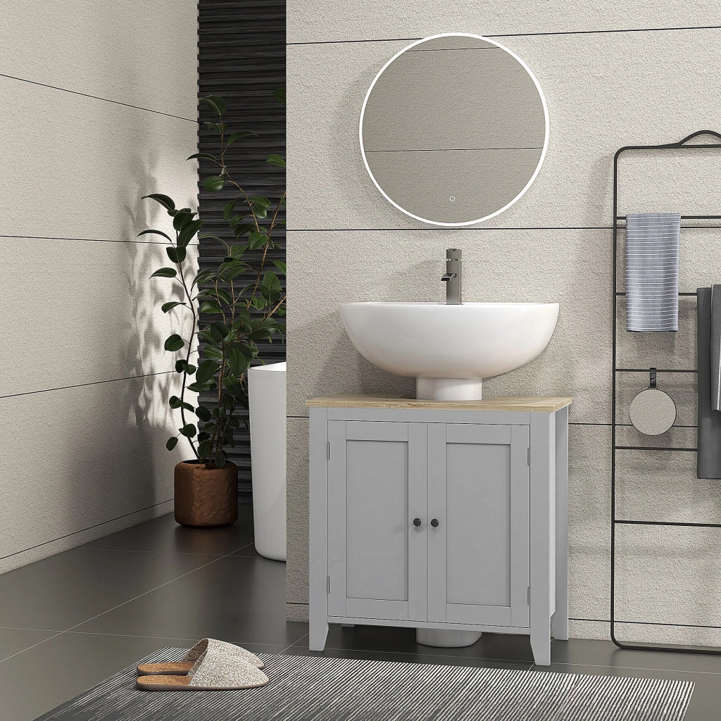 Mobile Sottolavabo con 2 Ante e Ripiano Regolabile ¨C Minimal ¨C 60x30x60 cm Grigio