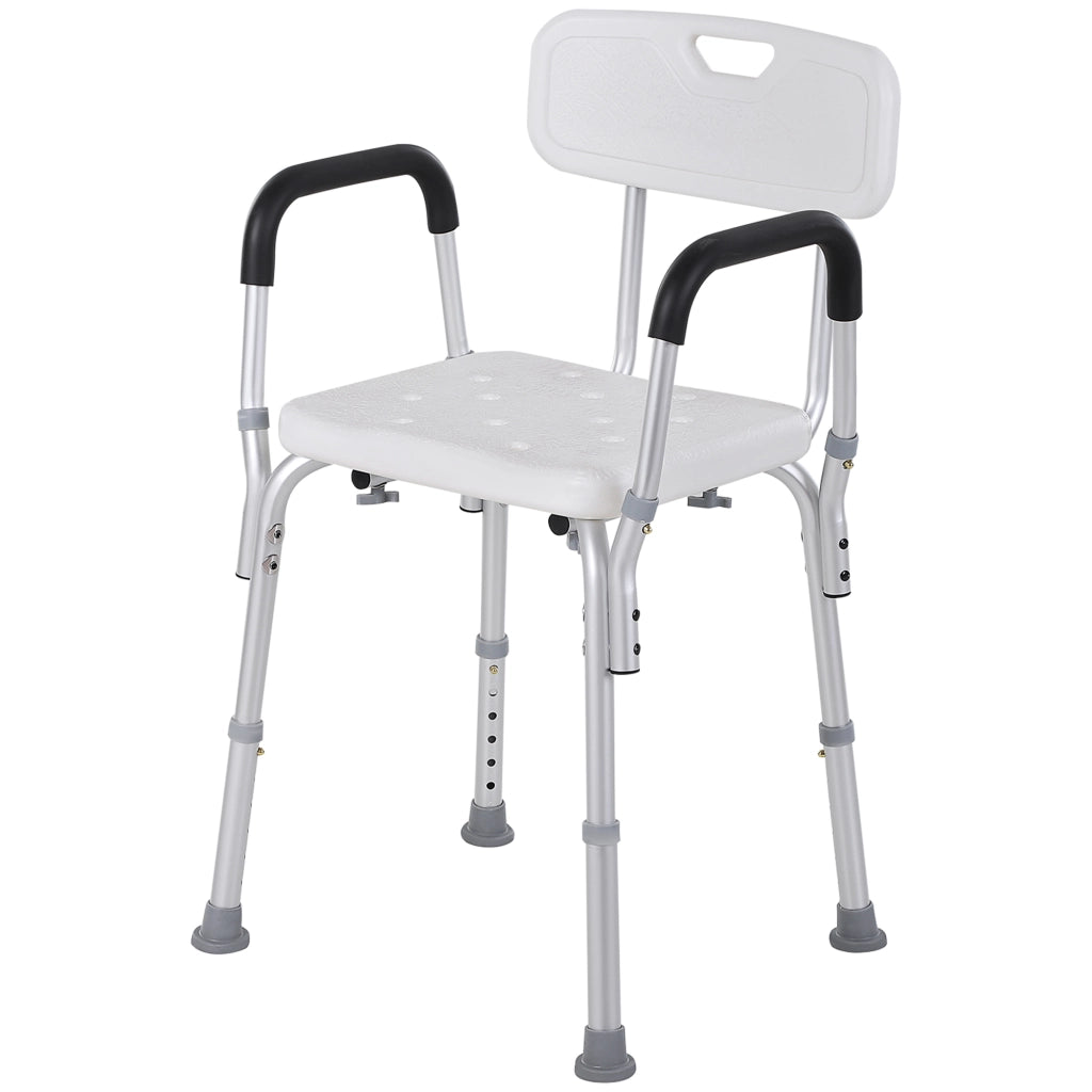 Sedia da Doccia con Schienale e Braccioli ¨C Xylo ¨C Alluminio Bianco Regolabile