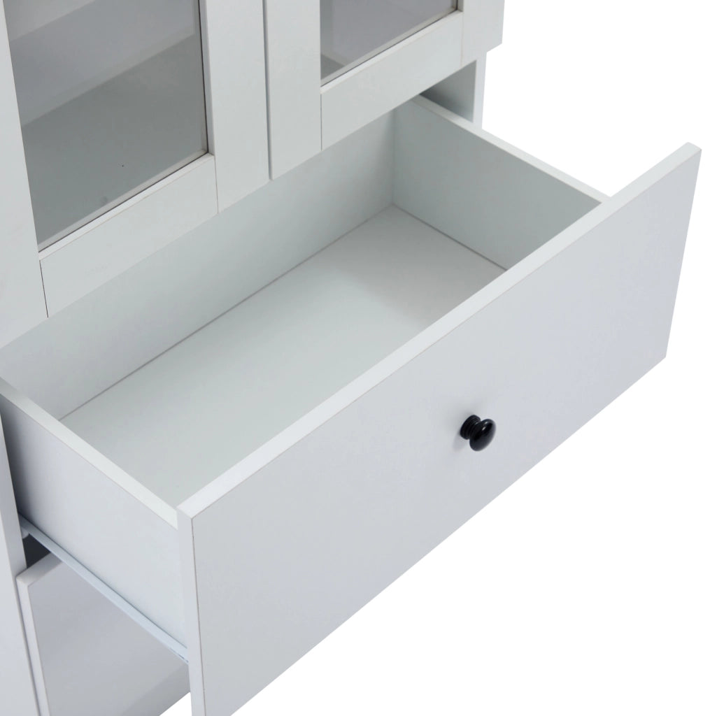Vetrina 60x35,5x165 cm con LED Bluetooth, 2 cassetti in MDF e truciolare bianco
