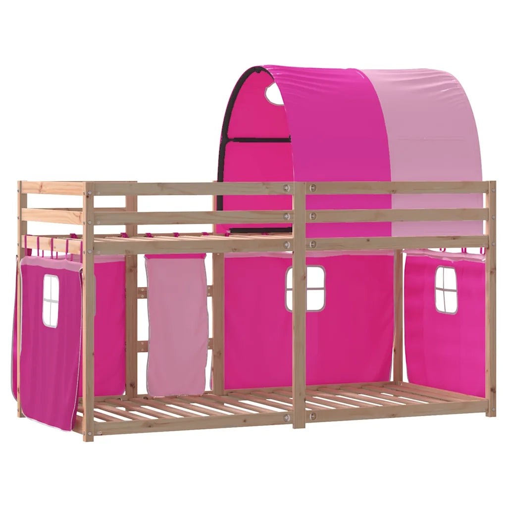 Letto a Castello senza Materasso Rosa 90x200 cm Legno di Pino