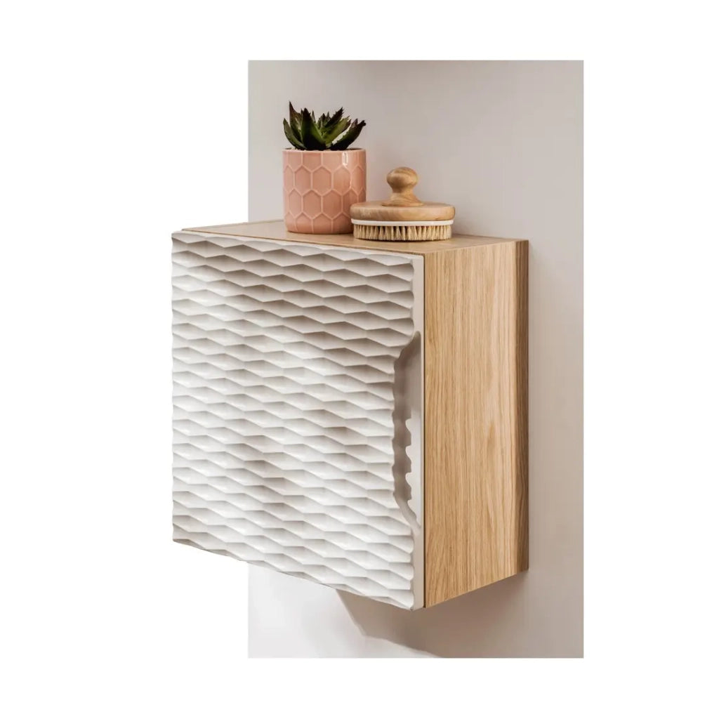 Mobile contenitore YOKA – Beige e rovere chiaro 35 cm compatto
