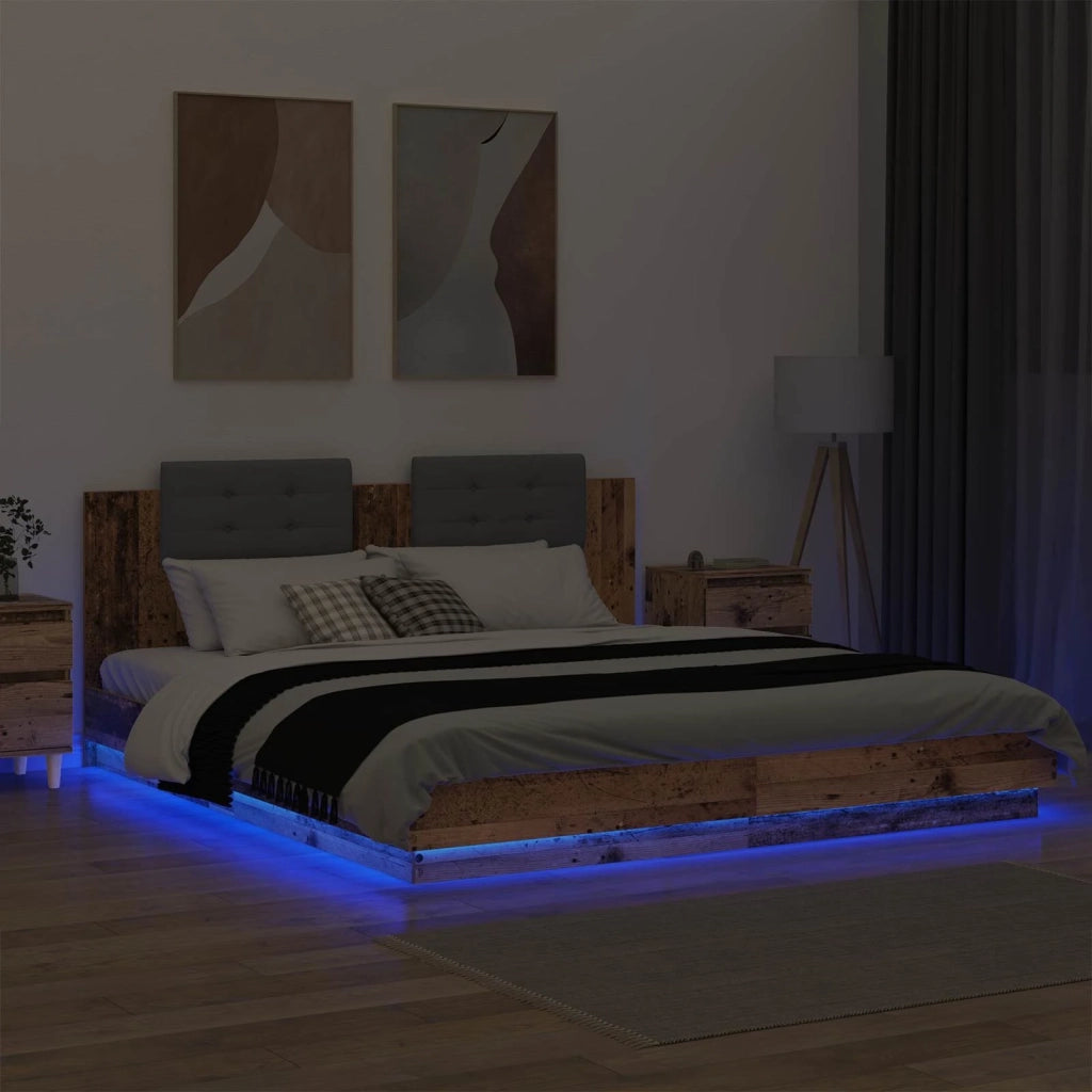 Letto matrimoniale | Letto per adulti | Struttura letto con testata Legno vecchio 200 x 200 cm