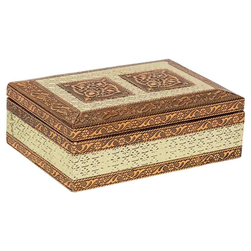 Portagioie in metallo goffrato color rame 17,5x12,5x6h