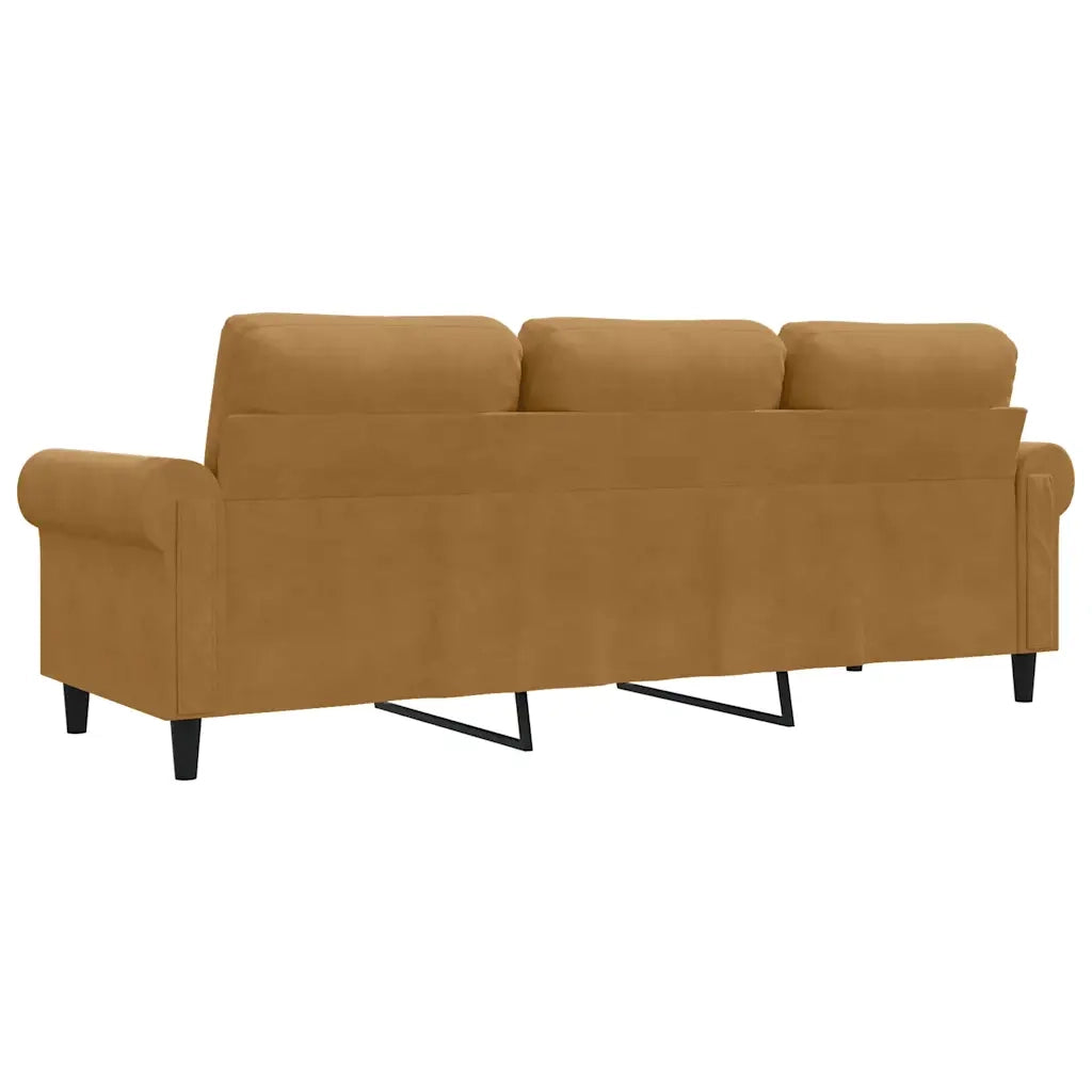 Divano a 3 Posti-Sofa 3 Posti Marrone 180 cm in Velluto 886023