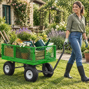 Wagon 408.23 Kg, Transport Wagon, Equipment Wagon, Garden Wagon, Handcart With 10-inch Tires And Removable Mesh Side Panels (convertible To A Flatbed) And 180° Rotating Handle
