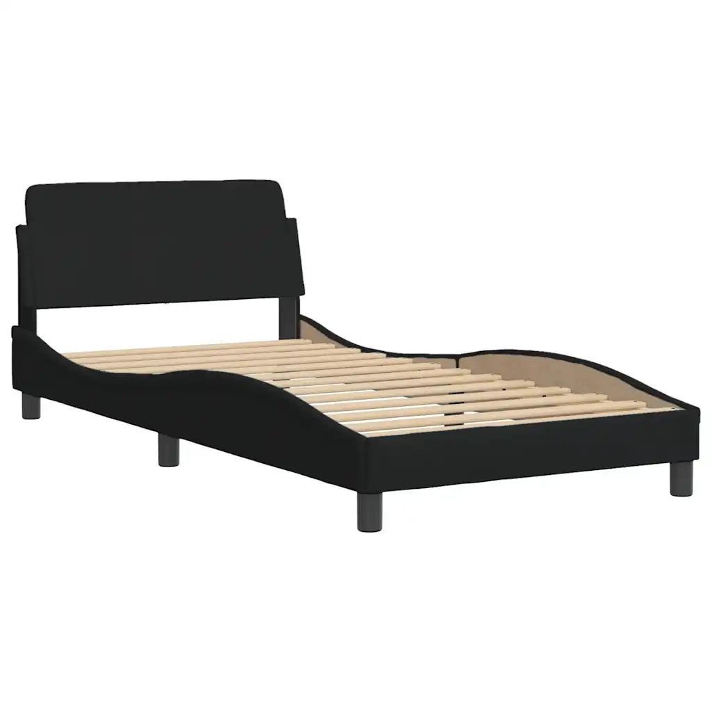 Letto singolo | Letto per adulti | Giroletto senza Materasso Hvar Nero 100x200 cm in Tessuto