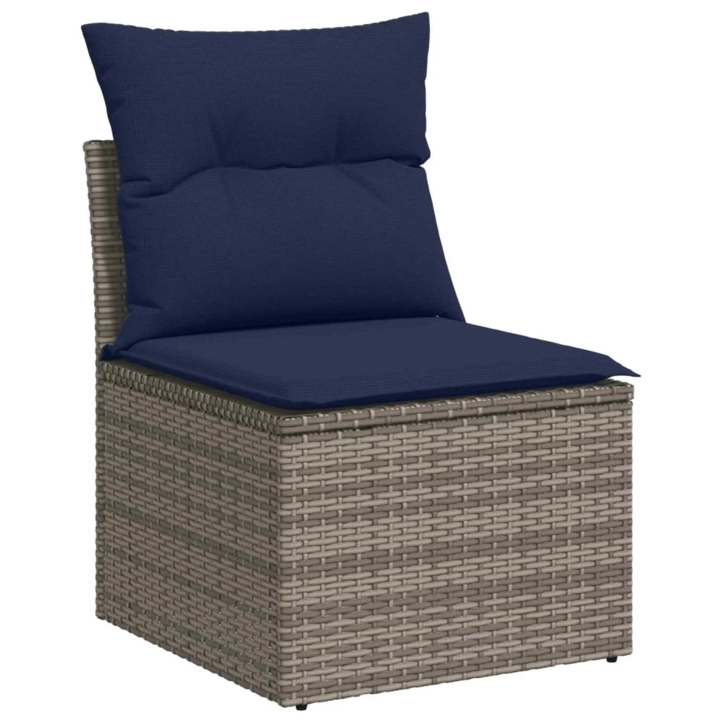 Set di divani 7 pz Grigio e Blu Navy Rattan sintetico e Acciaio 3448889