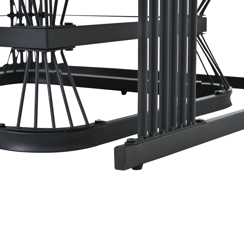 Set di 2 Tavolini da Salotto con Ripiano in Imitazione Marmo Lucido e Telaio in Metallo Nero, 70x70x45 cm + 50x50x40 cm, Bianco e Nero
