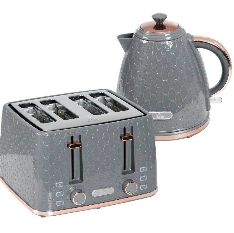 Set colazione ULEVR con tostapane a 7 livelli e bollitore da 1,7 L, plastica grigia