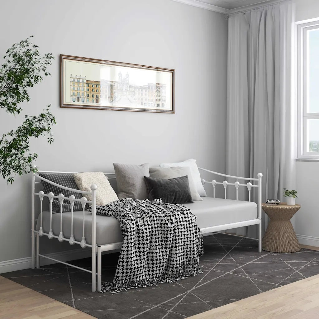 Telaio Divano Letto Estraibile Bianco in Metallo 90x200 cm