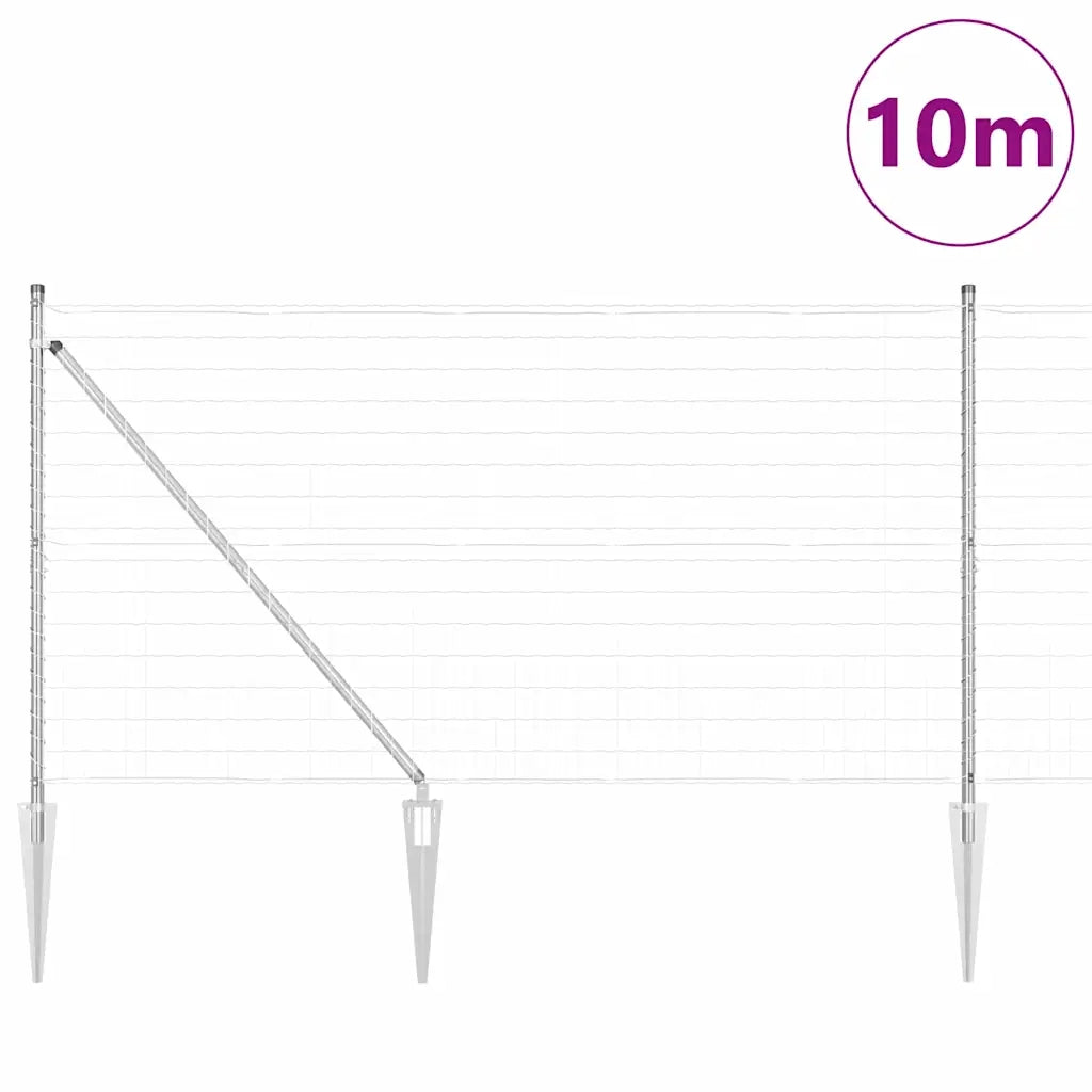 Recinzione con Posto Argento 1,2 x 10 m Acciaio