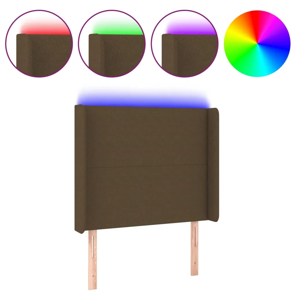 Testiera a LED Marrone Scuro 93x16x118/128 cm in Tessuto 3123753